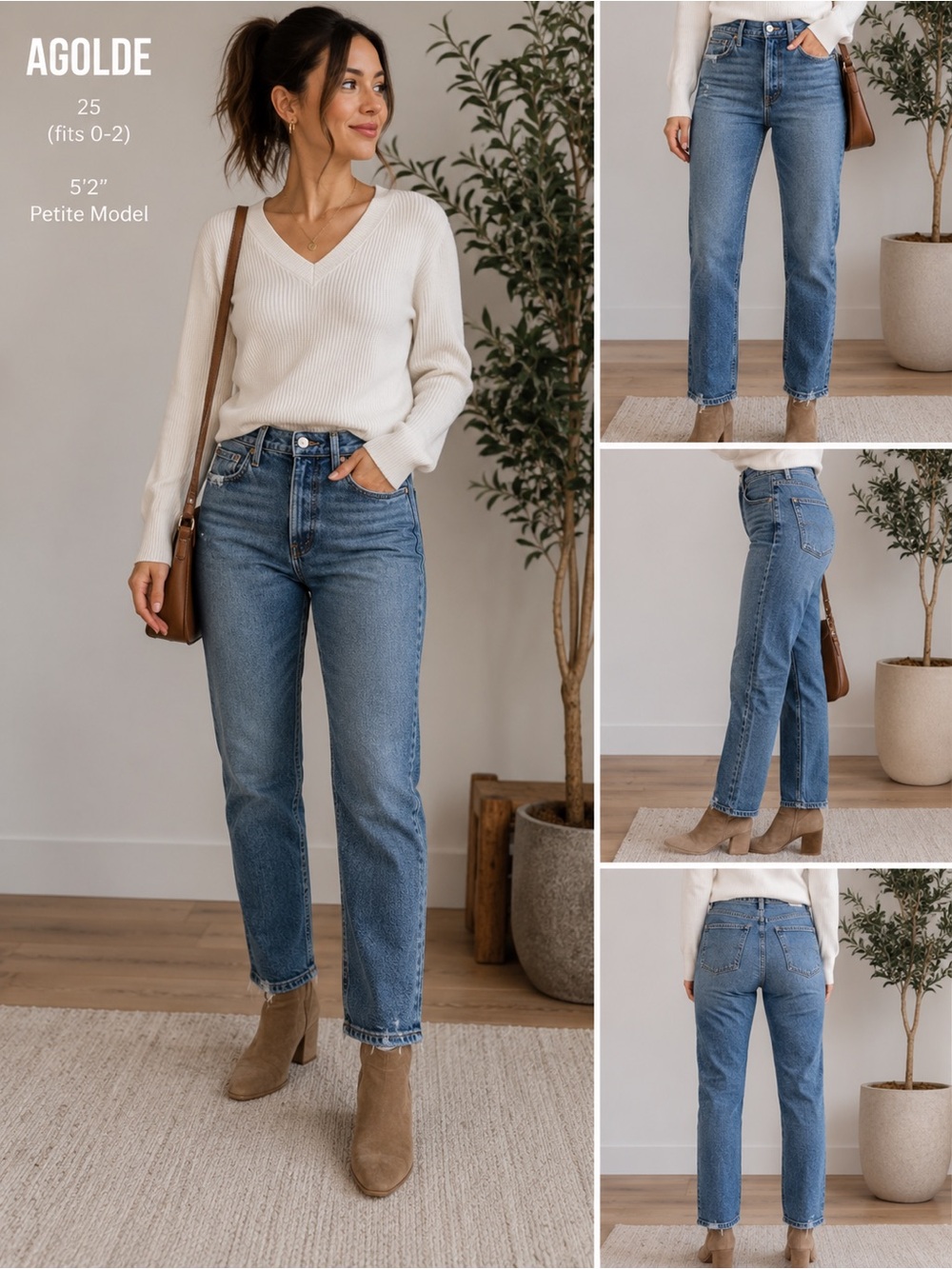 AGOLDE High Rise Distressed Straight Leg Jeans Size 25 Made in USA